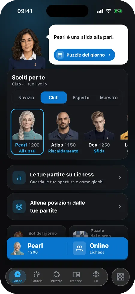 La pantalla de inicio de Eloqi en Italiano